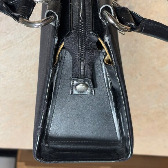 Vintage Miche Classic Base Bag Black Nylon & Leather Dual Handle Purse Zip Close - Picture 12 of 16